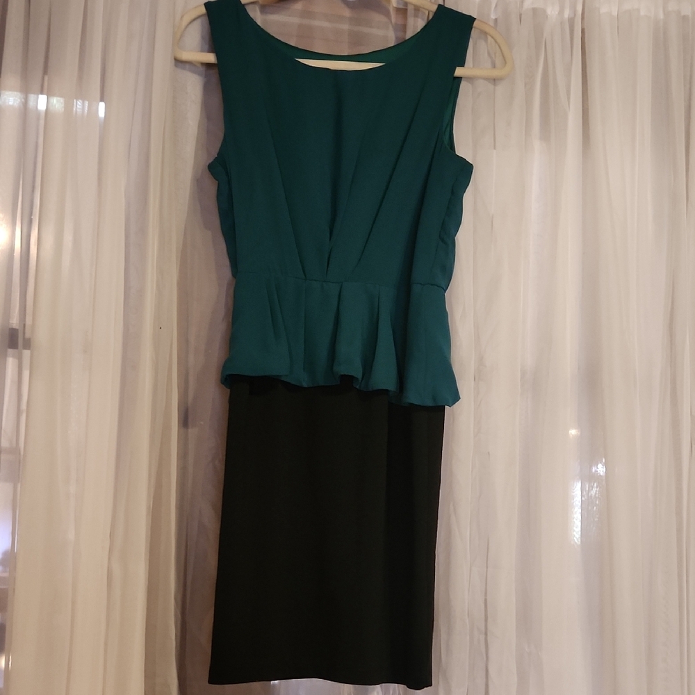 Enfocus Studio Teal and Black Midi Dress